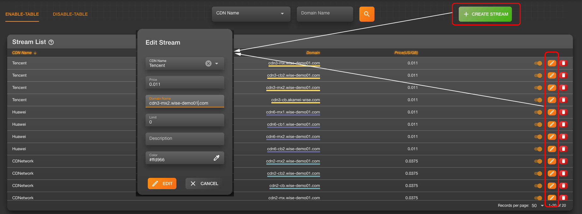 Stream-dashboard-edit